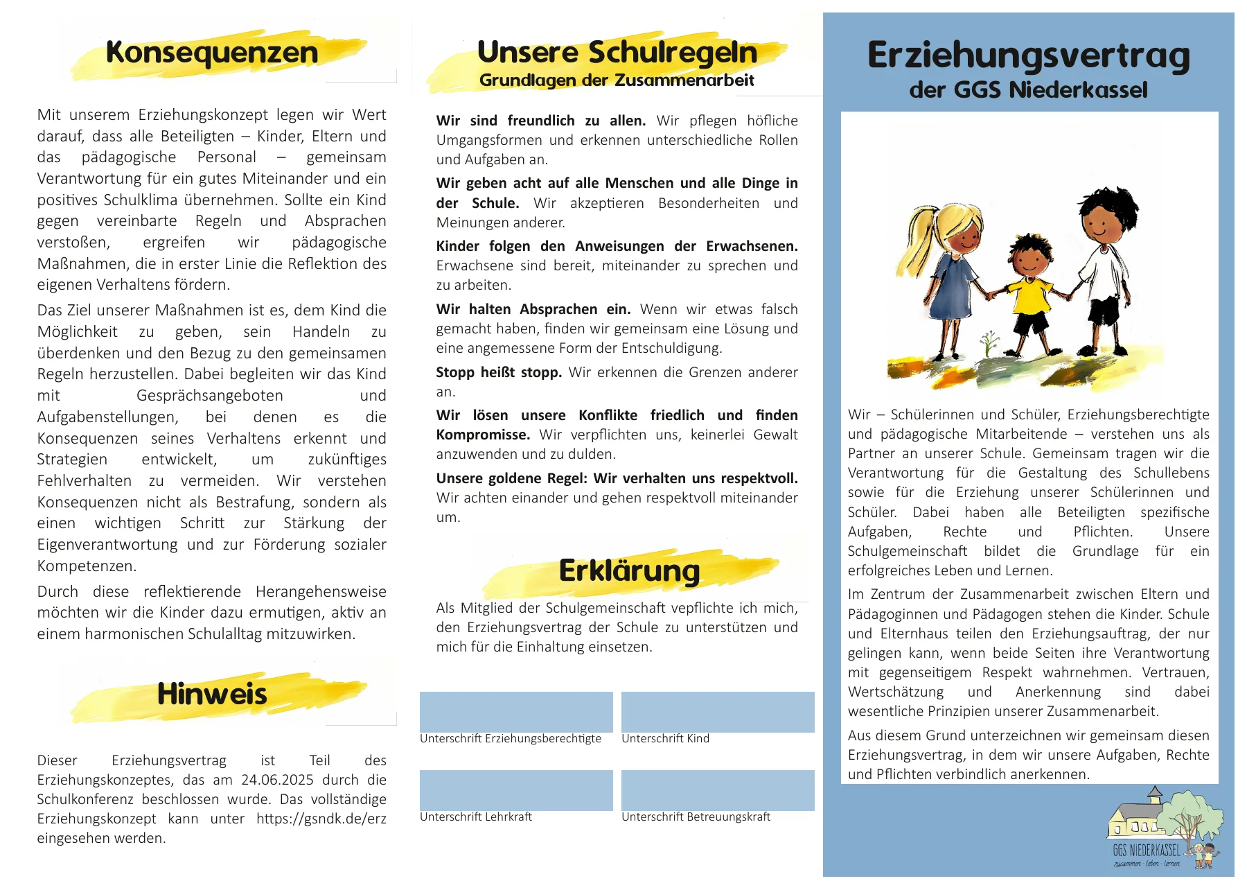 Erziehungsvertrag Seite 1